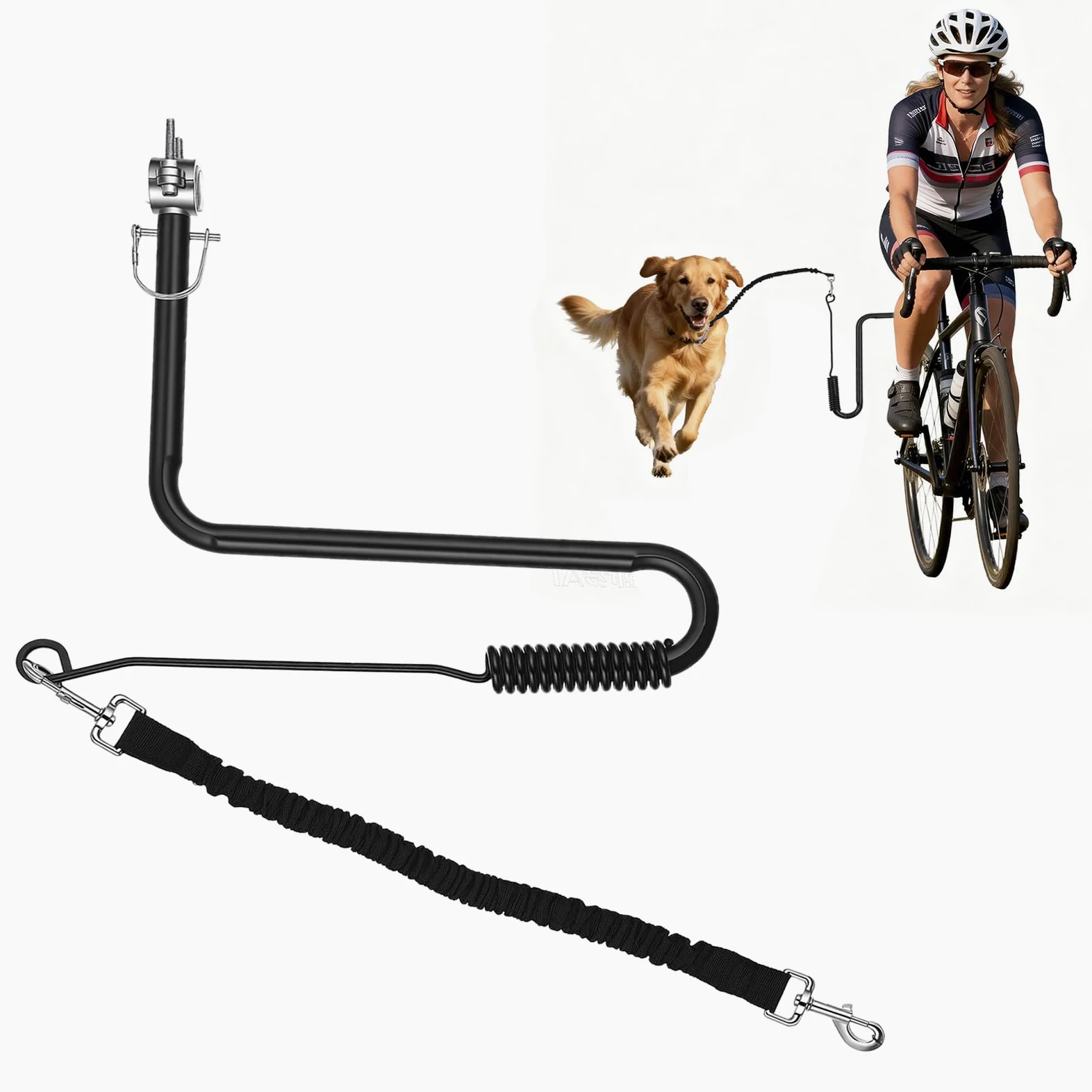 Correa para perro para ciclismo con diseño reflectante y cuerda elástica que absorbe los golpes