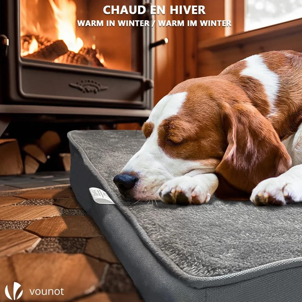 VOUNOT® Cama Perro Ortopédica con Alfombrilla Refrescante de Gel, Colchón Mascotas Cojines para Perros Espuma con Memoria Funda Extraíble Lavable, 115x81x9cm