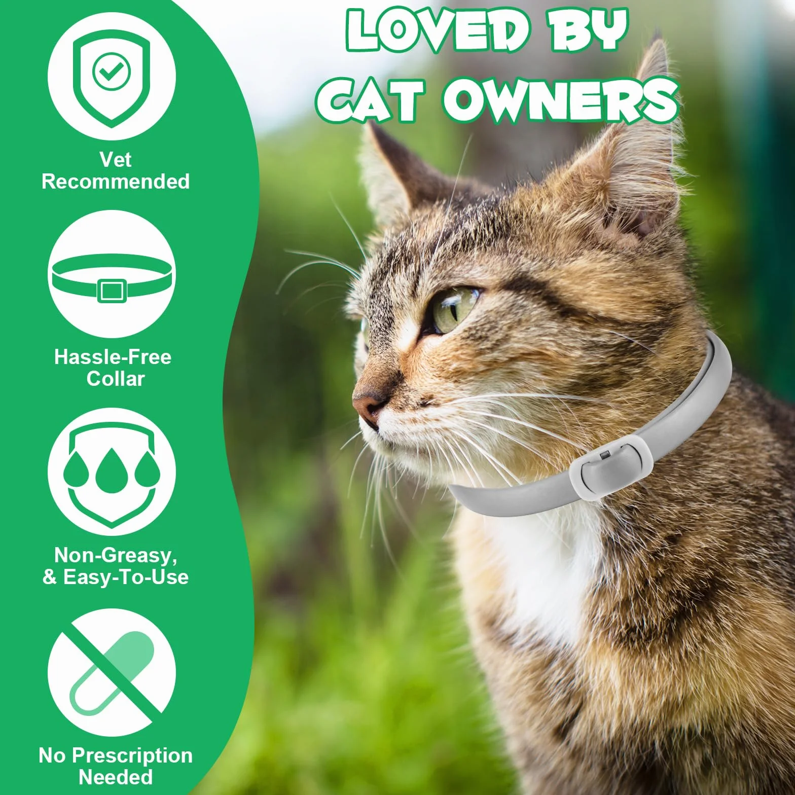 Collar antipulgas para Gatos, tratamientos contra pulgas y garrapatas para Gatos-4pcs Collar antiparasitario Protección para 24 Meses, Ajustable e Impermeable-Collar antipulgas Gatos (Gris)
