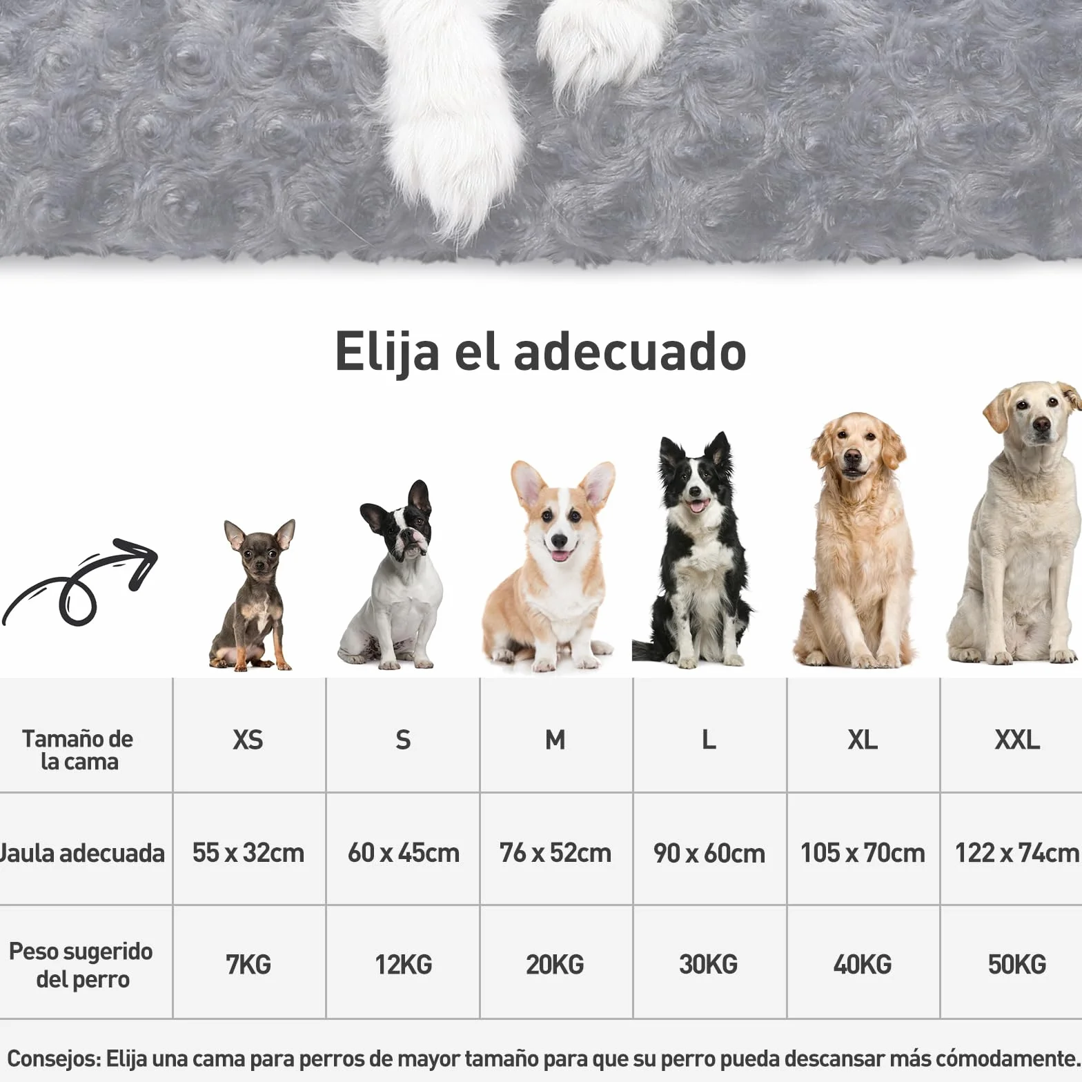 KSIIA Cama para Perro Grande, 90x60cm, Camas Antiestres L, Colchon Cojín Perro Grande, Colchoneta Lavable a Máquina, Fondo Antideslizante Dog Bed, Gris Oscuro