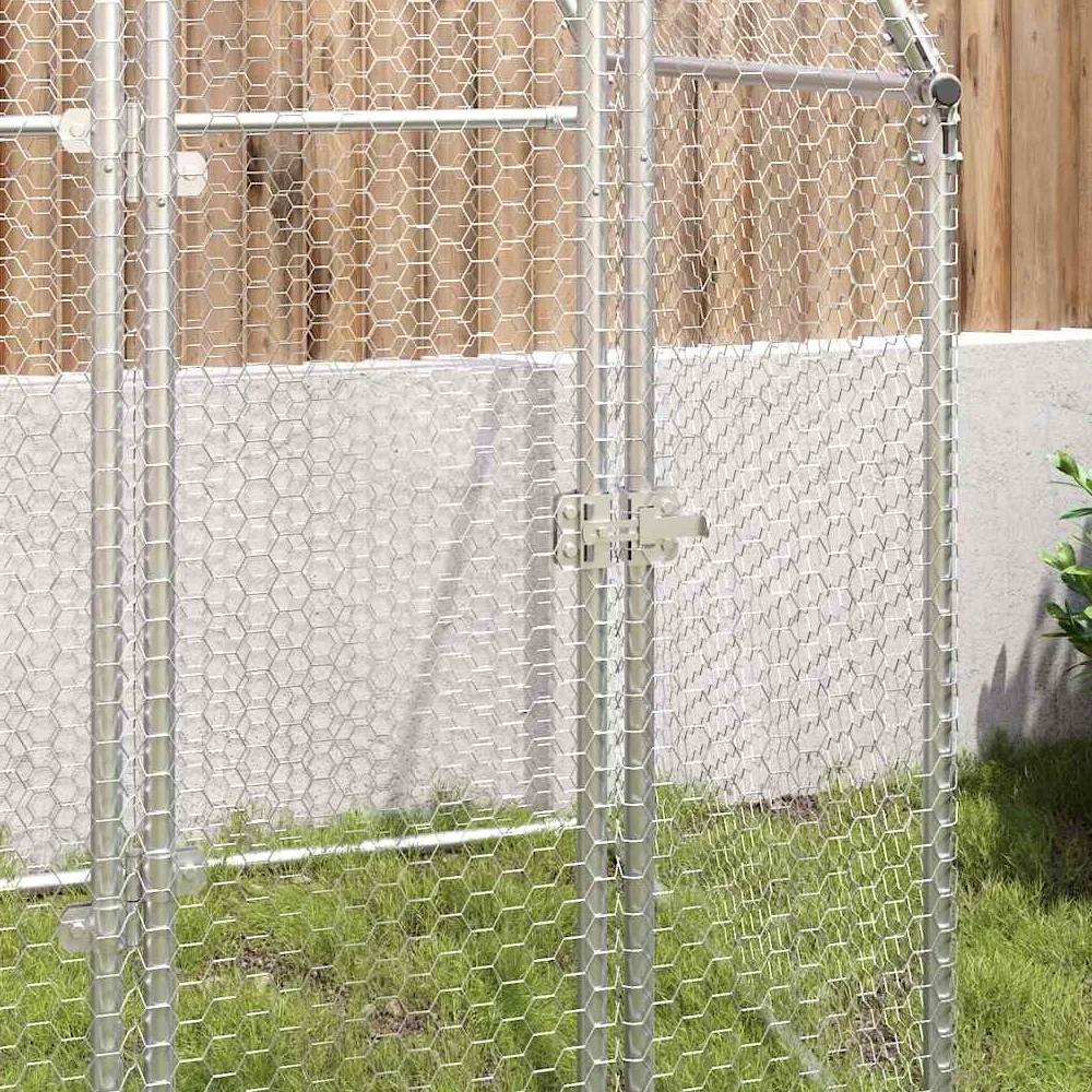 Jaula para gallinas, 100 x 100 x 190 cm, de acero galvanizado, gallinero exterior para aves de corral, patos y animales pequeños, recinto para gallineros con puerta con cerradura