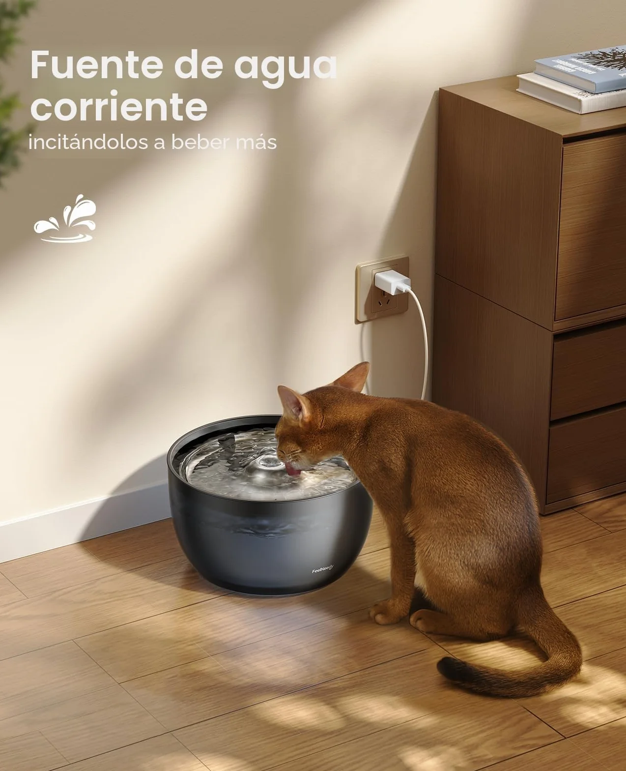 FEELNEEDY Fuente para Gatos 3L Bebedero de Agua Gatos, Súper Silenciosa, Cubeta en Acero Inoxidable, Fácil de Limpiar, con LED y 1 Filtro de Carbón Activado, Negra