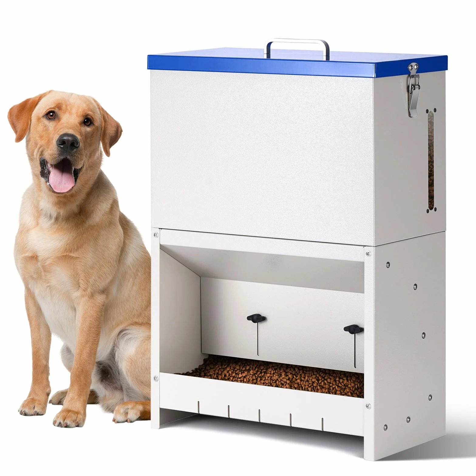 Dispensador automático de Comida para Perros 10 kg Alimentación automática para Dispensador de Comida para Perros al Aire Libre de Gran Raza Alimentación de Gravedad galvanizada