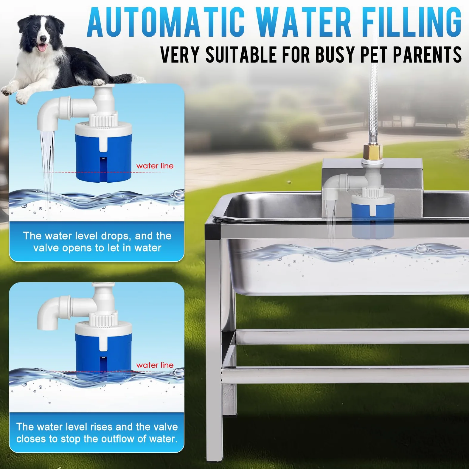 Dispensador automático elevado de cuencos de agua para perros grandes, de acero inoxidable de 3 galones, con soporte para aliviar la presión de las articulaciones, cuencos para mascotas con