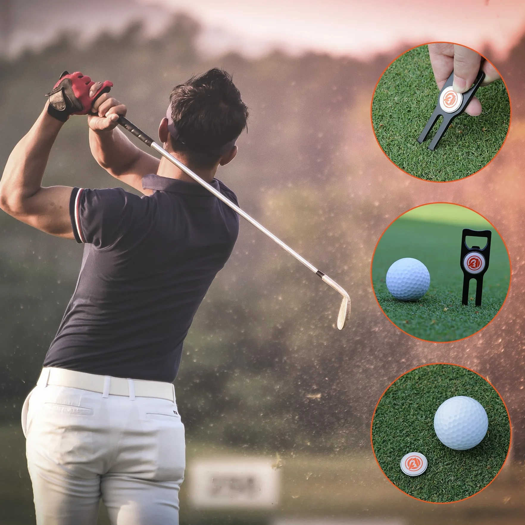 AOFAR Golf Divot Tool con Marcado magnético, Cepillo de Limpieza de Palo de Golf Integrado, aleación de Zinc