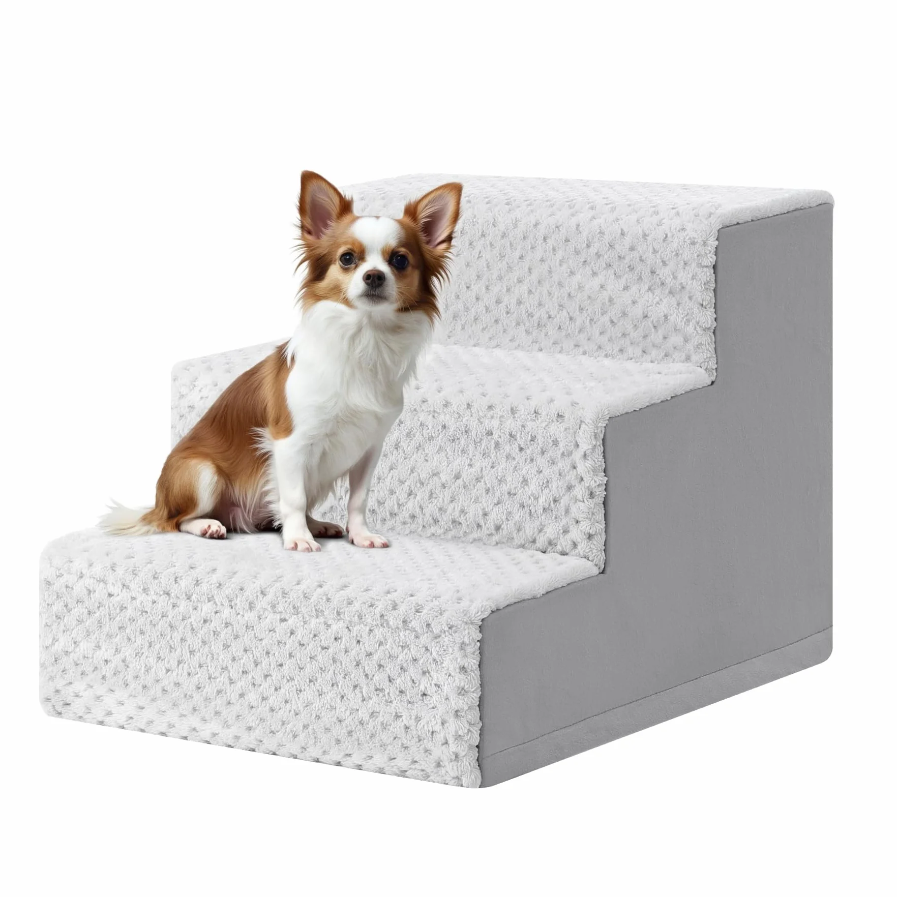 KSIIA Escalera para Perros pequeños de 33 cm, Funda Lavable, rampa Antideslizante para Cama y sofá, Gris