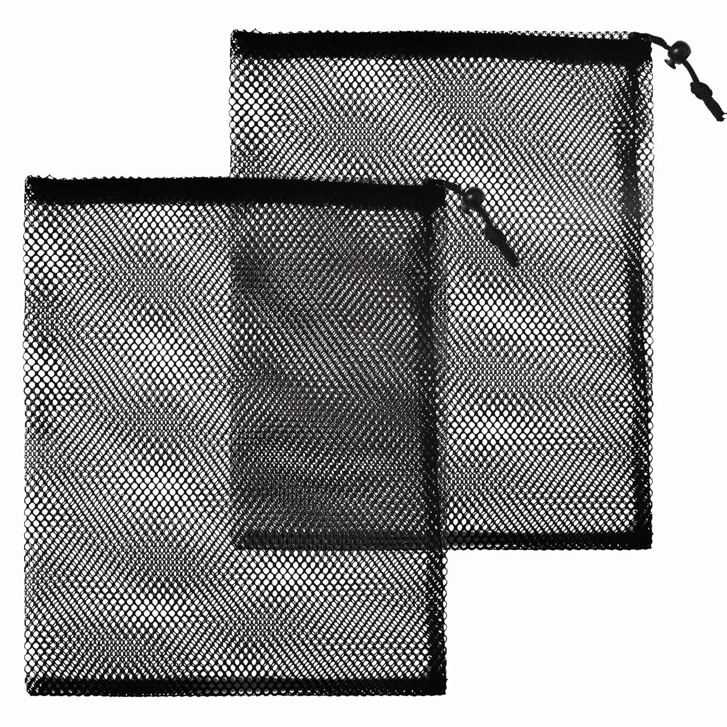 Bolsas de malla con cordón negras de nailon para natación playa piscina