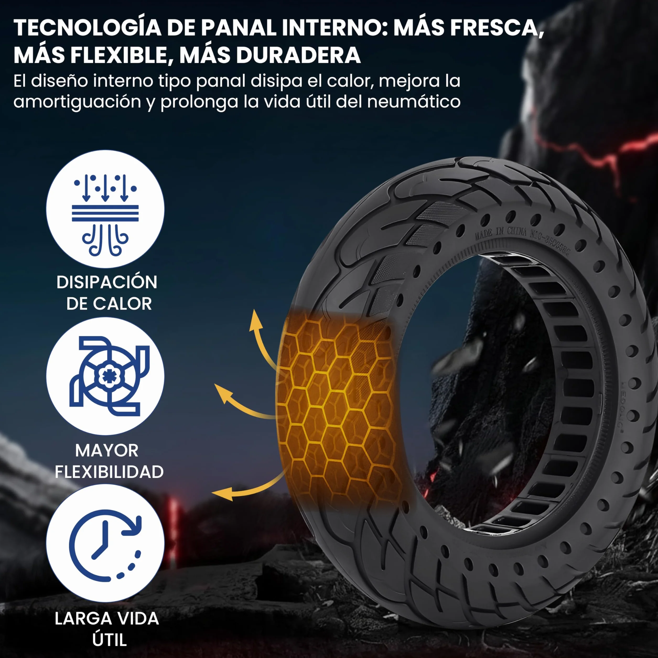 Ruedas Macizas 60/70-6.5 Neumatico 10 pulgadas 10x2.50 Rueda de Repuesto Antipinchazos para Patinete Eléctrico Segway Ninebot E3 E, Ninebot Max G30/G30D, Xiaomi 5/5 Max, Smartgyro K2 1Ud