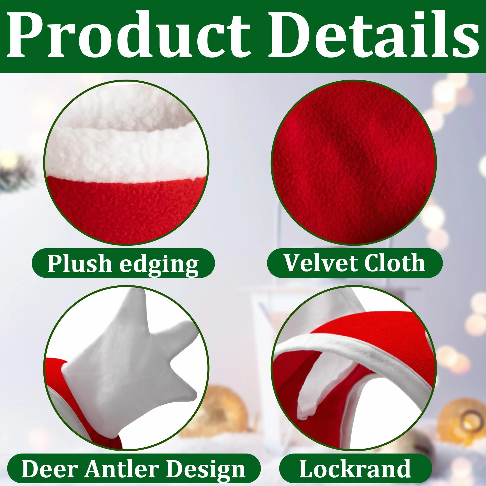 5 unidades/6 disfraces de Navidad de caballo, envoltura de terciopelo para piernas de caballo, sombrero de Snata, almohadilla de sillín para suministros de fiesta de vacaciones