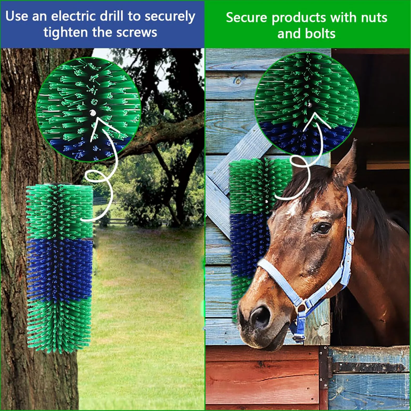 cepillo para rascar caballos,2 unidades Cepillos Para Rascar Ganado,alivia la picazón,resistente,con 4 Tornillos,Resistentes y Fáciles de Instalar,para caballo,cabra,vaca,oveja,cerdo,ganado
