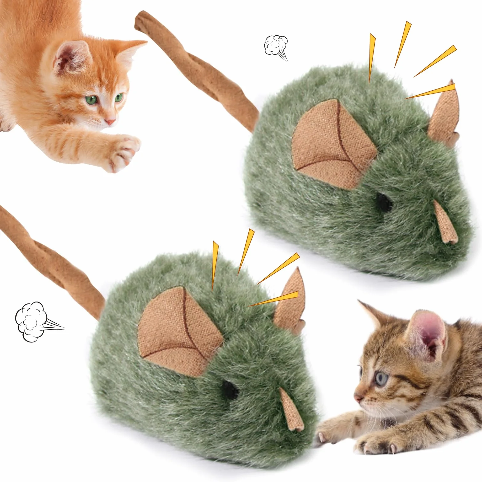 2 piezas gatos juguetes gatitos juguetes interactivos para gatos, ratón eléctrico para gatos, juguete de felpa, ratón, juguete de gatito, juguete para gatos, juguete para gatos, ratón eléctrico de