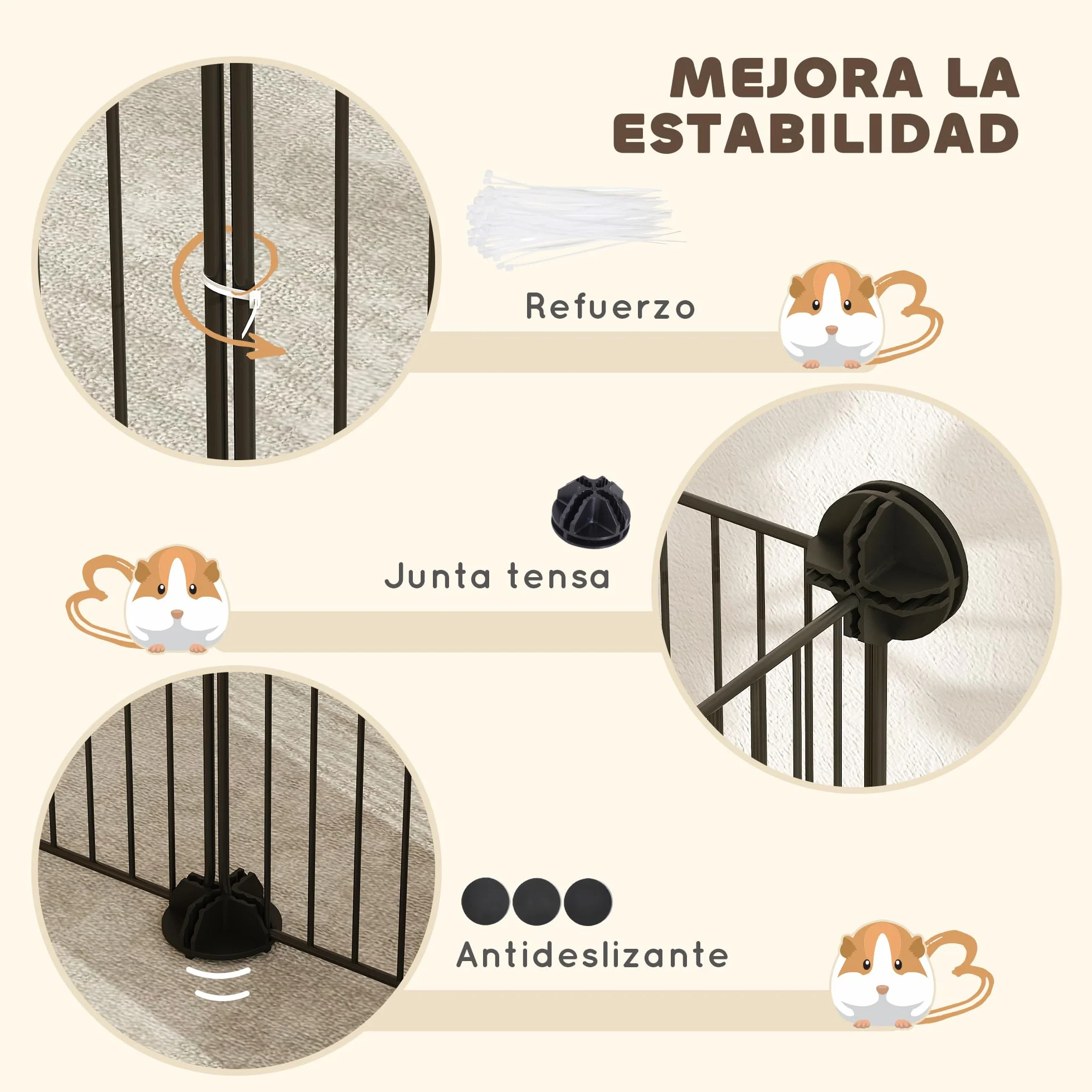 PawHut Valla Metálica para Mascotas con 12 Paneles Diseño DIY Parque Metálico para Animales Pequeños Desmontable para Erizo Conejos 140x70x35 cm Negro