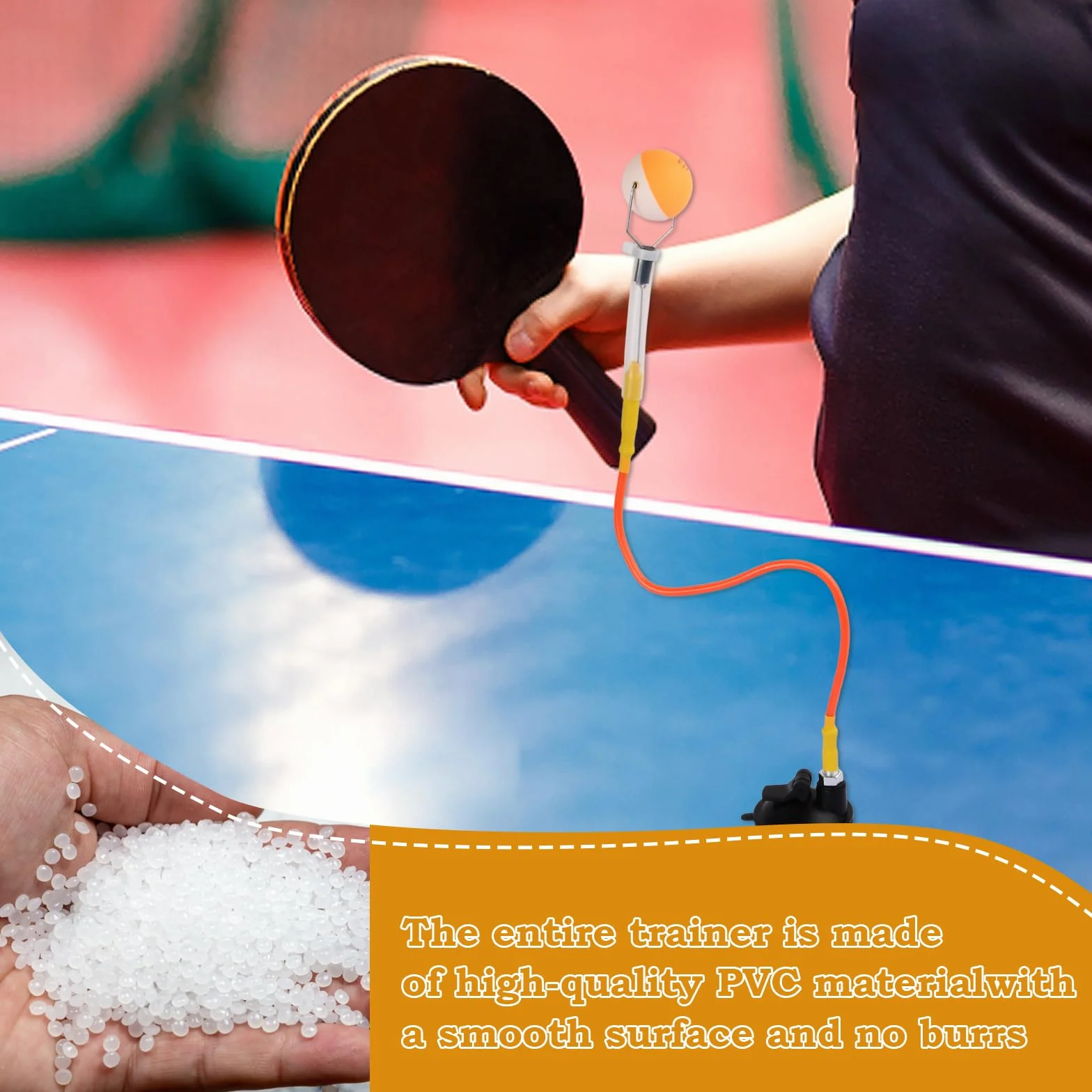 Entrenador de Tenis de Mesa PVC con Ventosa, Sistema de Rebote Ajustable, Robot de Entrenamiento con 2 Pelotas