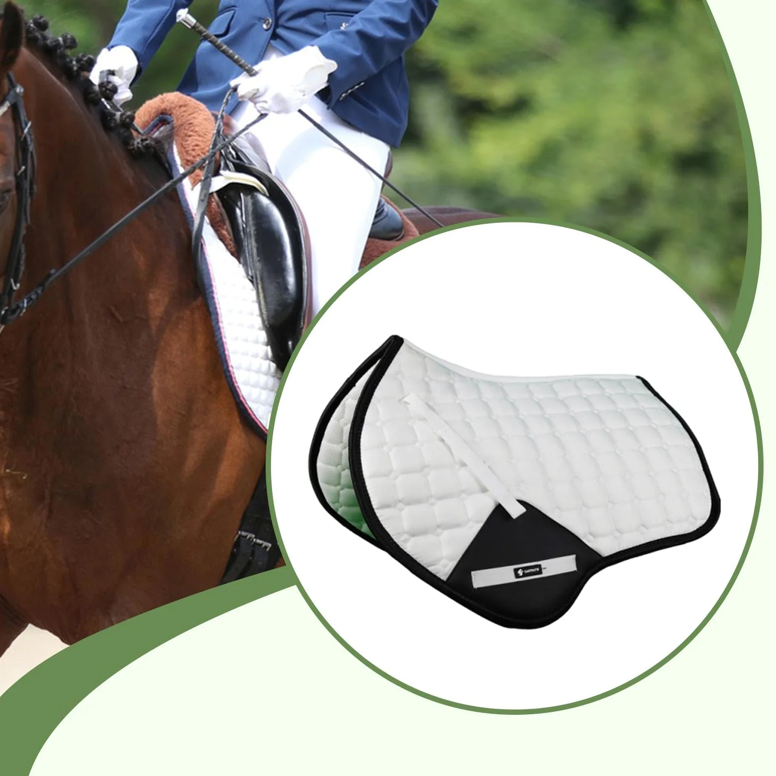Manta para Caballo Almohadilla de Silla de Montar Cojín Ecuestre Antideslizante Absorbente de Sudor de Lona Adecuada para Entrenamiento Salto Ecuestre
