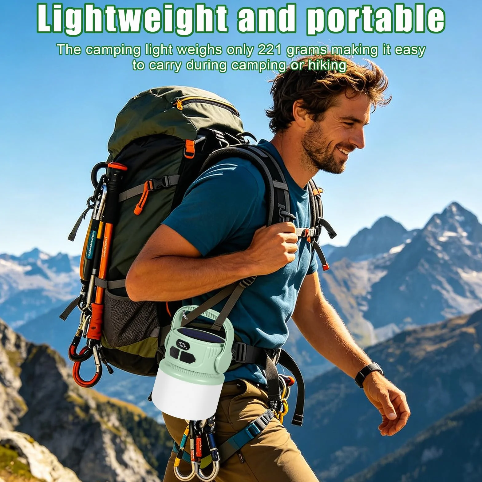 Lámpara Camping Solar Recargable 2400mAh LED Super Brillante IPX5 Impermeable