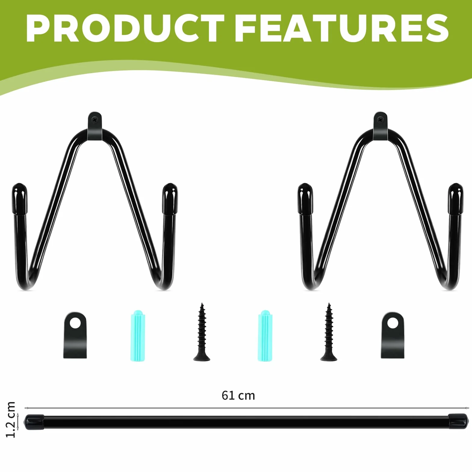 Soporte Skate Pared, Tabla Snowboard de Pared para Monopatines, Snowboards y Esquís, Gancho Almacenamiento, 1 Par