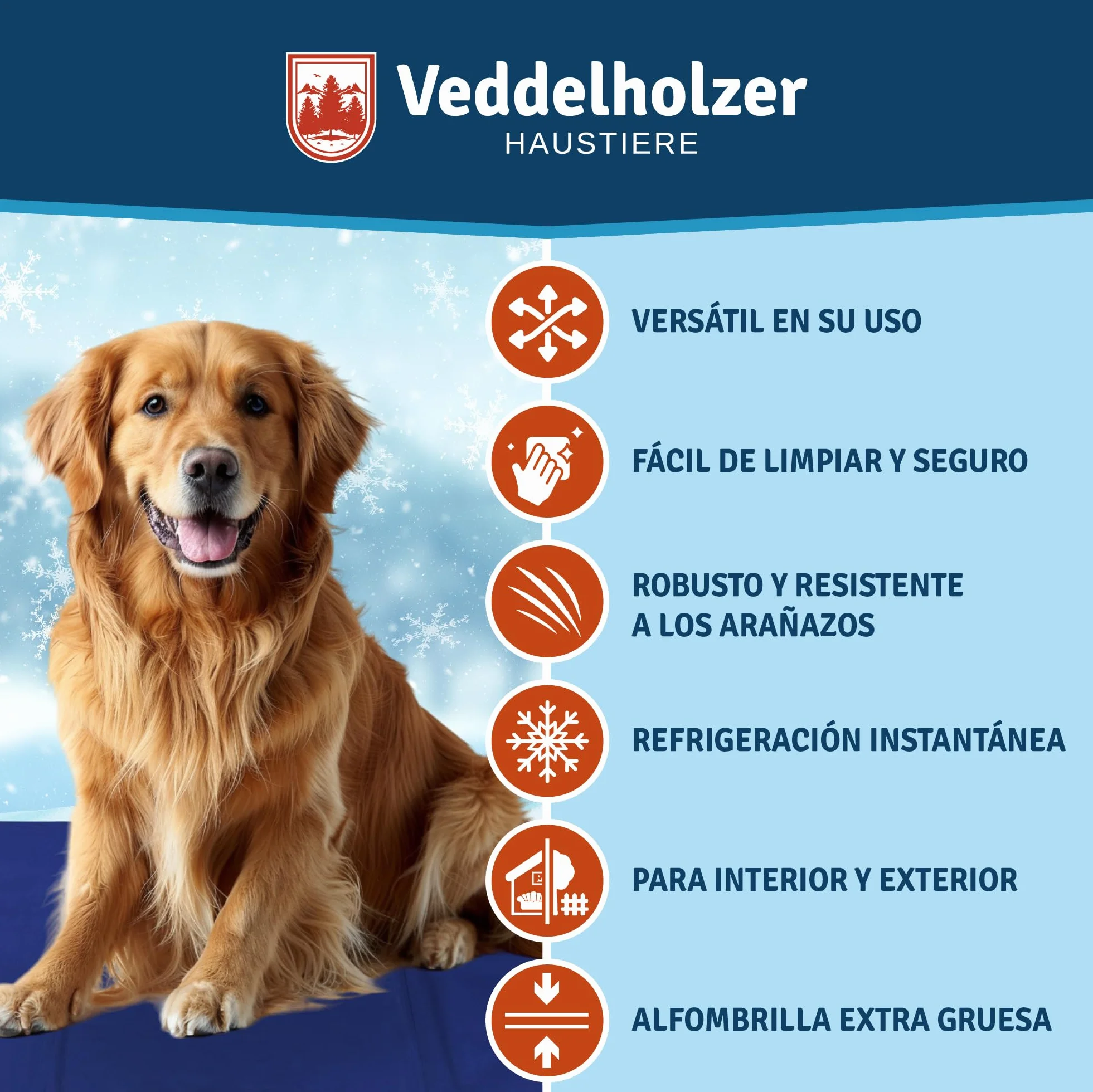 Veddelholzer Alfombrilla de refrigeración (L) para Perros Extra Gruesa, Resistente a los arañazos, Auto-refrigerante sin Electricidad, Verano y Viajes, para Perros