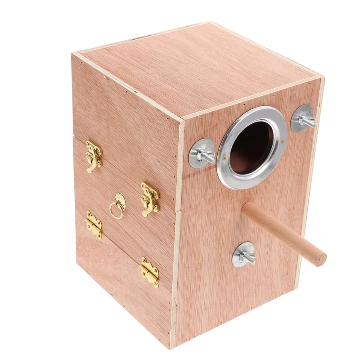 WOONEKY Nido De Cría para De Madera Caja De Apareamiento con Ventana Abre Soporte para Percha para Cría De Agapornis Pinzones y Periquitos
