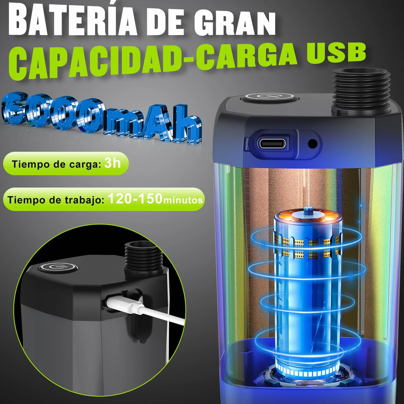 Spopal Ducha Portatil Camping 6000mAh Recargable Ducha Electrica para Acampar