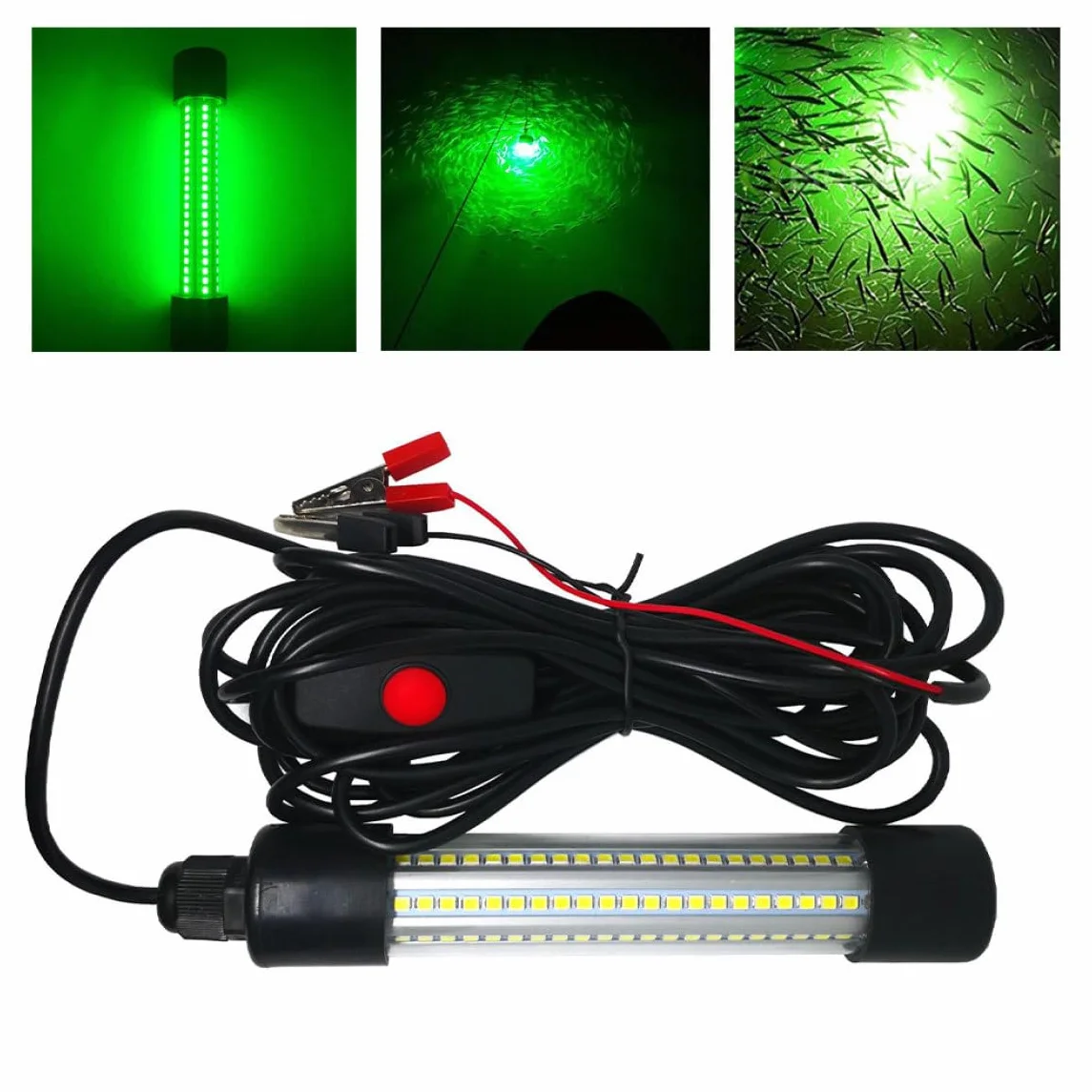 Lámpara de Pesca LED Sumergible IP68 DC/AC12-24V Verde Impermeable