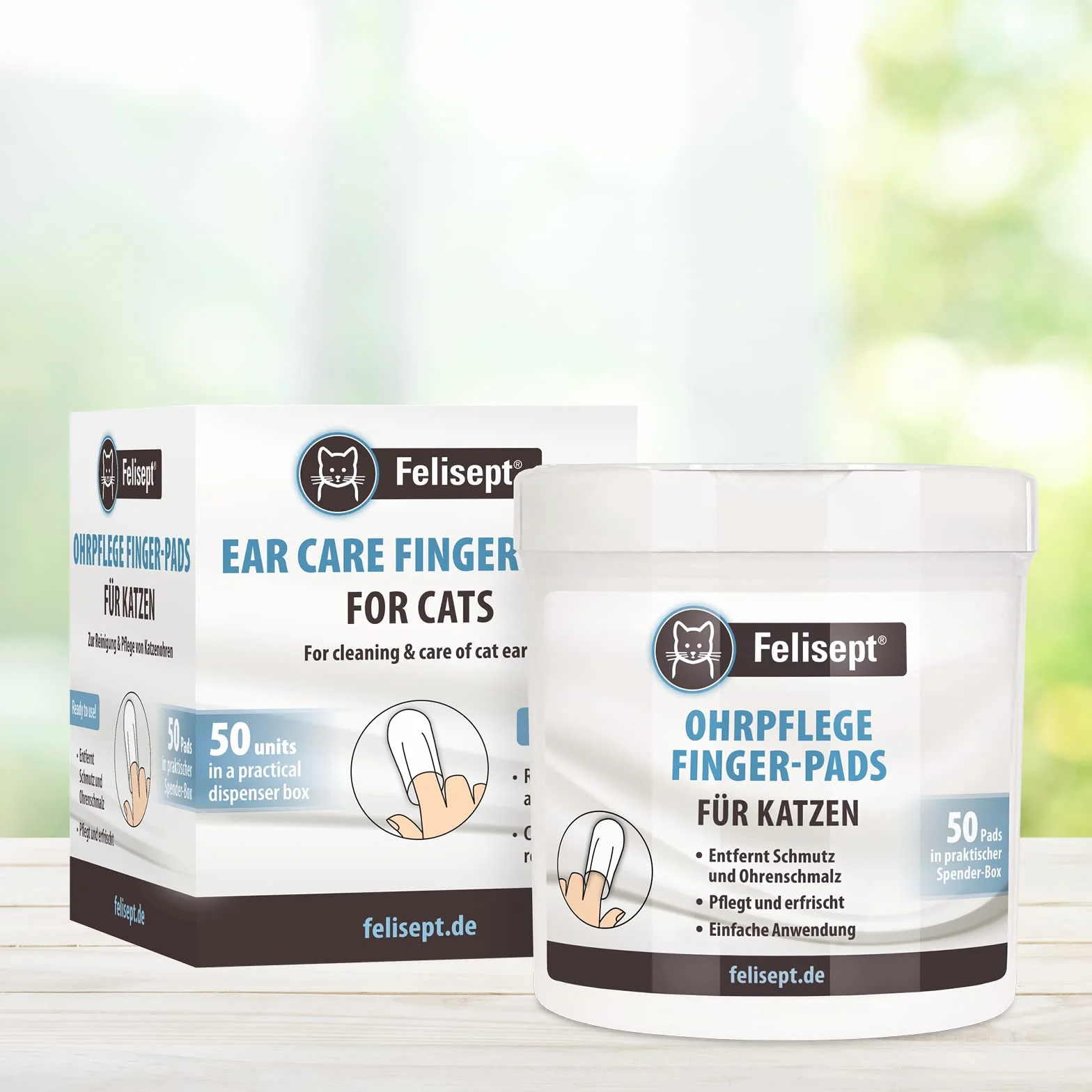 Felisept Almohadilla Para El Cuidado de los Oídos Para Gatos 50 piezas - Cuidado e higiene para orejas de gato - Alevines para una limpieza práctica e intuitiva - Limpiador de oídos para gatos