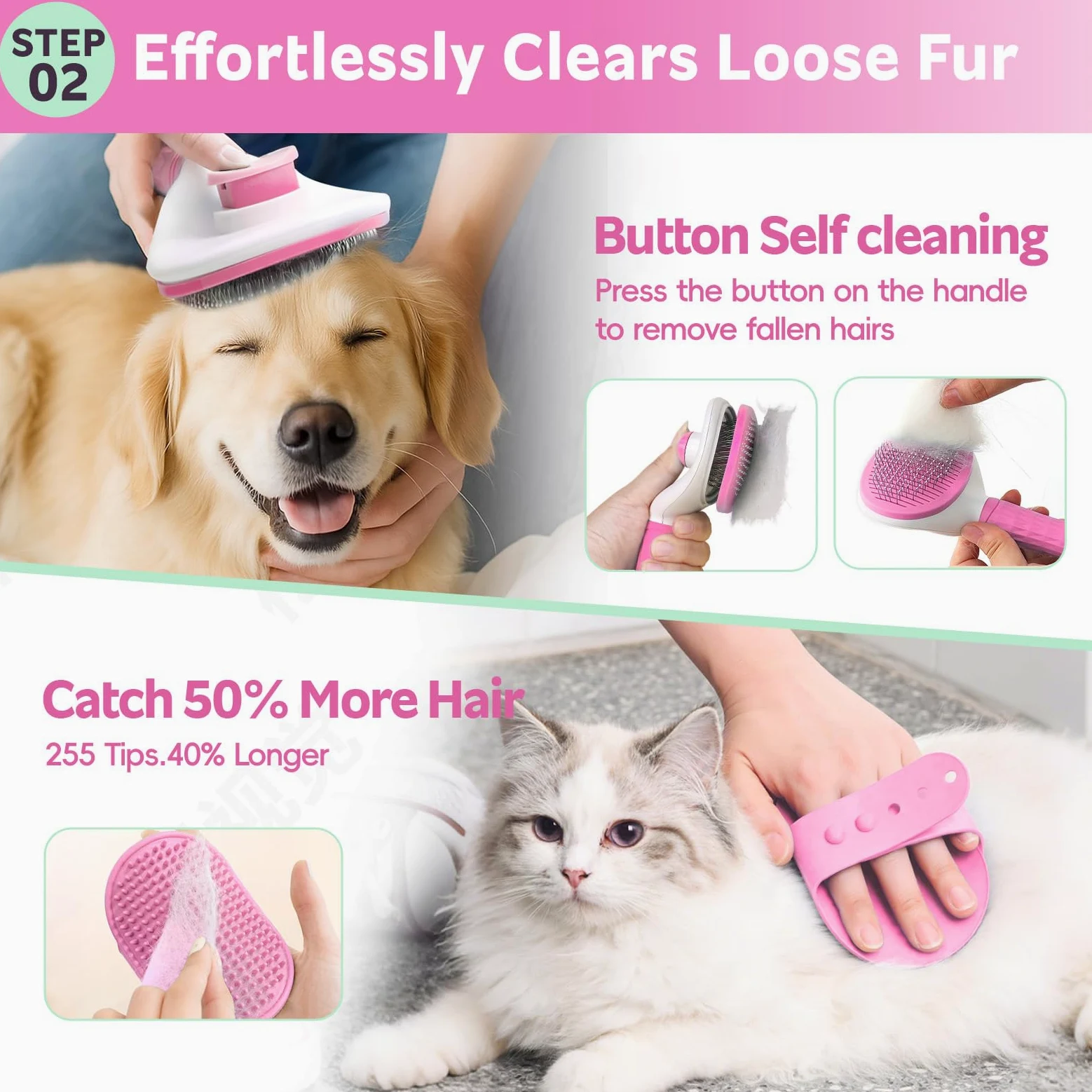 Kit de aseo de baño para mascotas, juego de cepillo para el pelo con toalla
