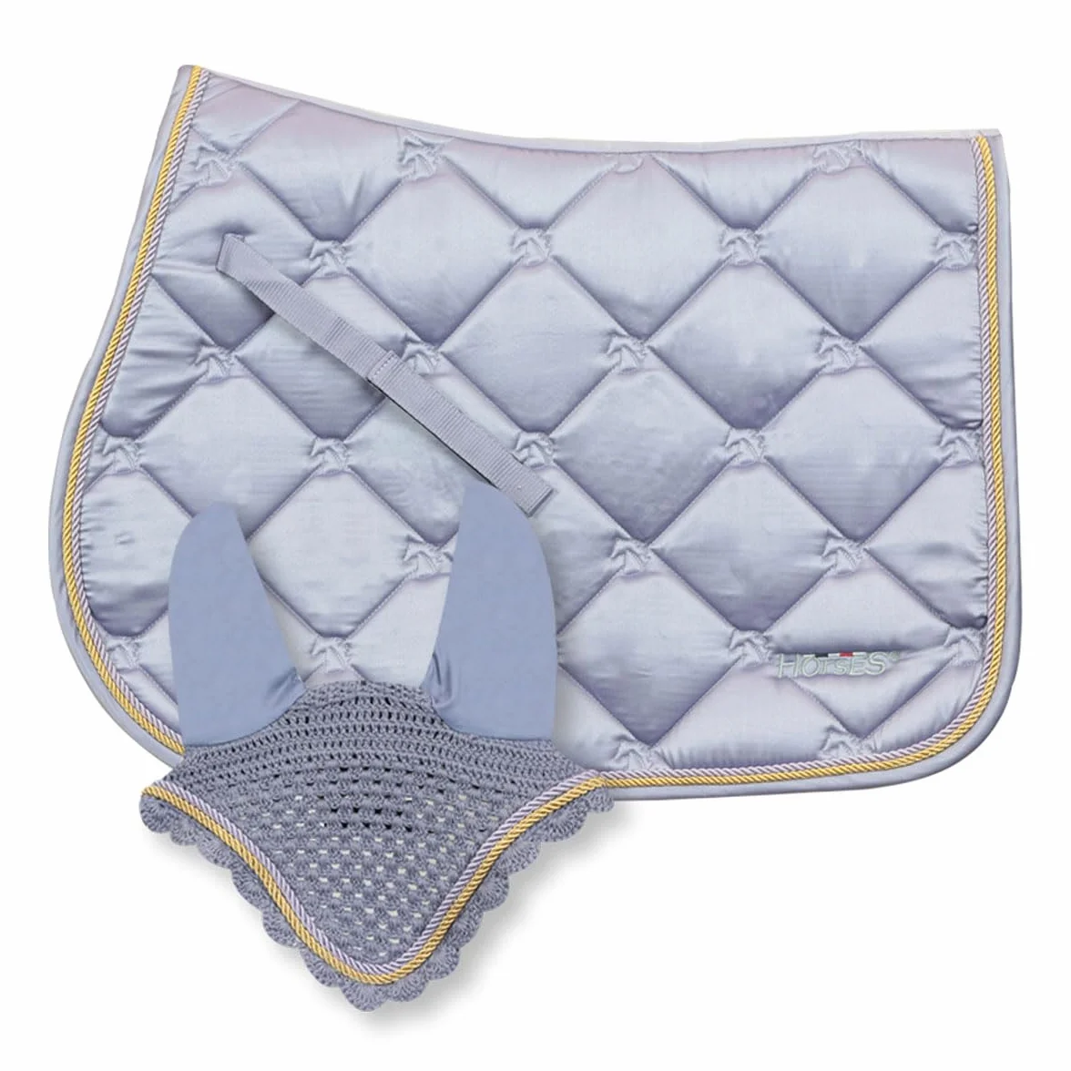 Sillín de salto+gorro Estelle, suave y resistente, indispensable para proteger al caballo de traumas y choques excesivos, Sobrio y elegante