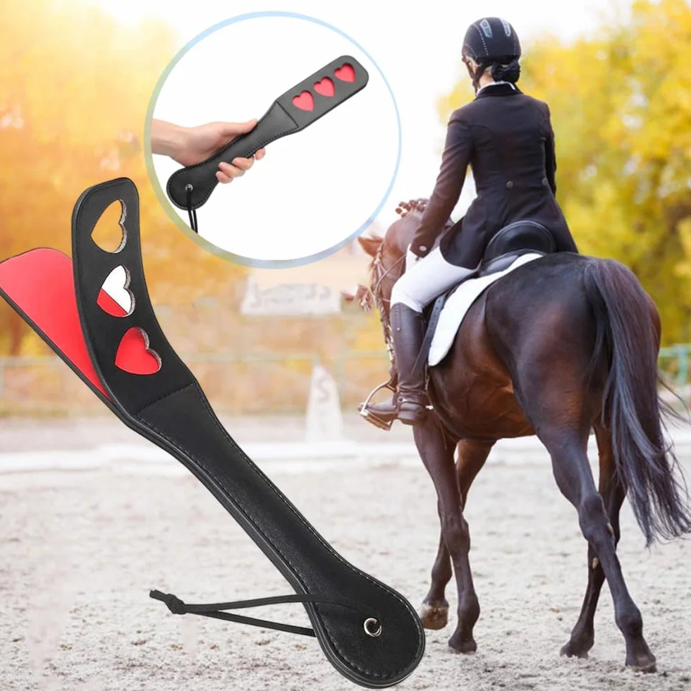 PU Cuero Negro Montar a Caballo Pádel de Equitación para Entrenamiento Diario