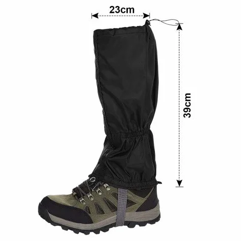 Polainas Impermeable 39 cm a Prueba de Nieve Transpirables Antipicaduras Oxford para Caza Montaña Esquí (1 Par, Negro)