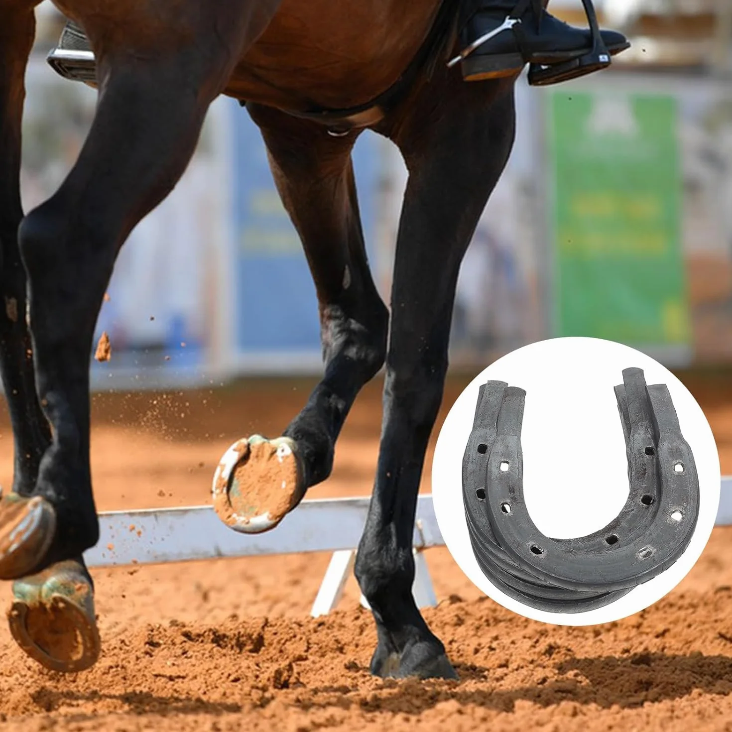 5 herraduras reemplazables para caballos y burros, almohadillas de metal firme, tamaño 2 con ranura abierta, suministros de herradura para uso ecuestre y estable, mango cómodo