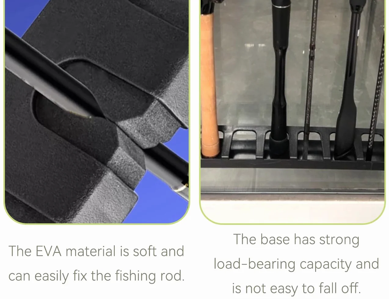 Portacañas de Pared para 6 Cañas de Pescar, Soporte Negro