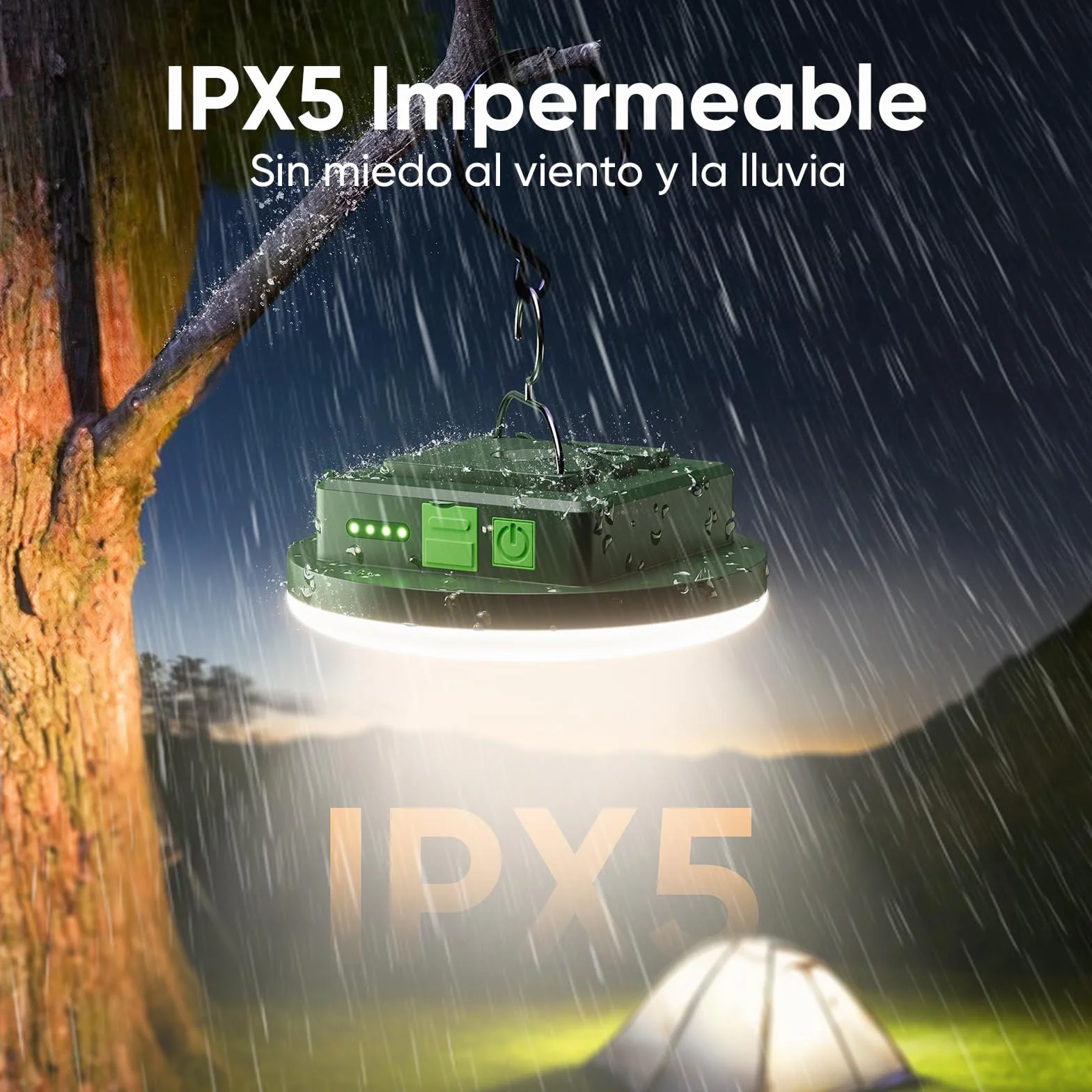 Eventek Linterna Camping Recargable 12000mAh 4000LM IPX5 Impermeable Magnética