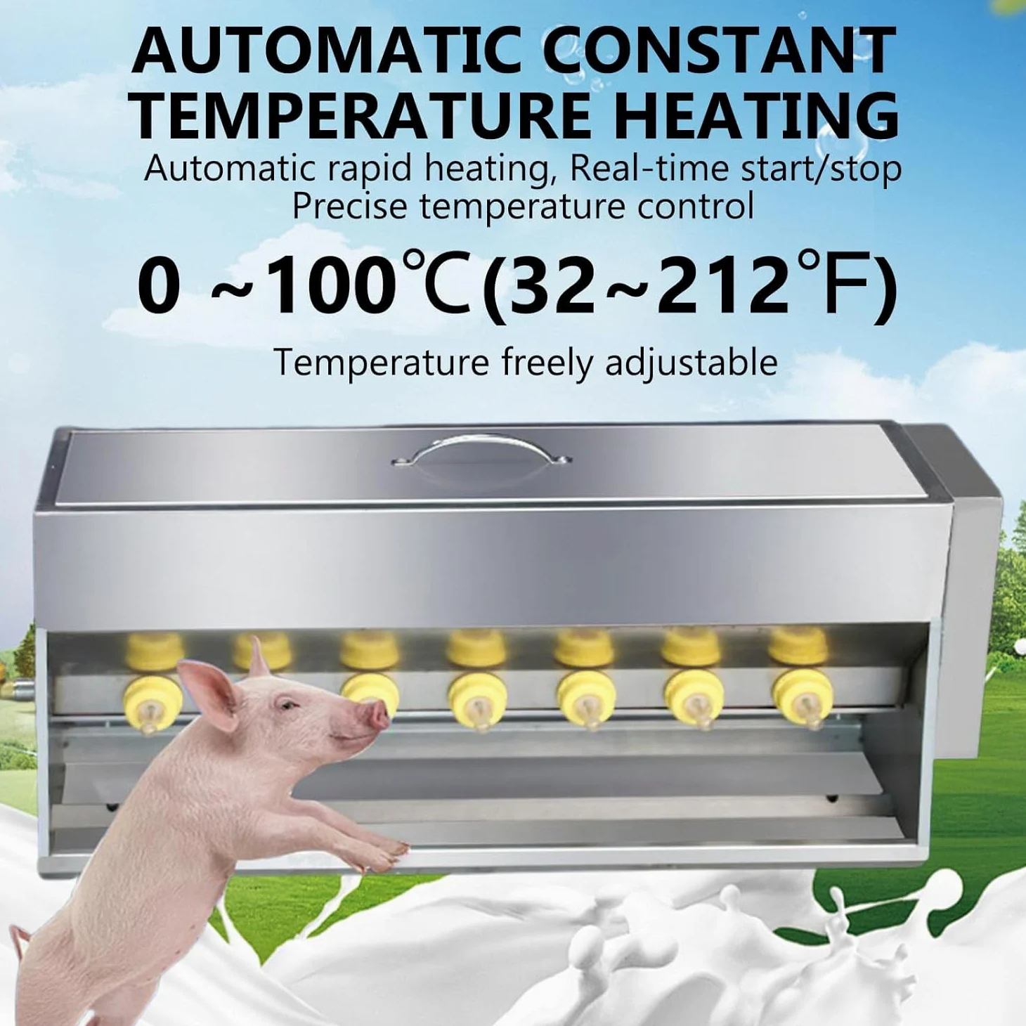 Biberón automático de alimentación para lechones con temperatura constante y pezones de silicona para una estación de alimentación eficiente de granja, promueve el crecimiento saludable de los
