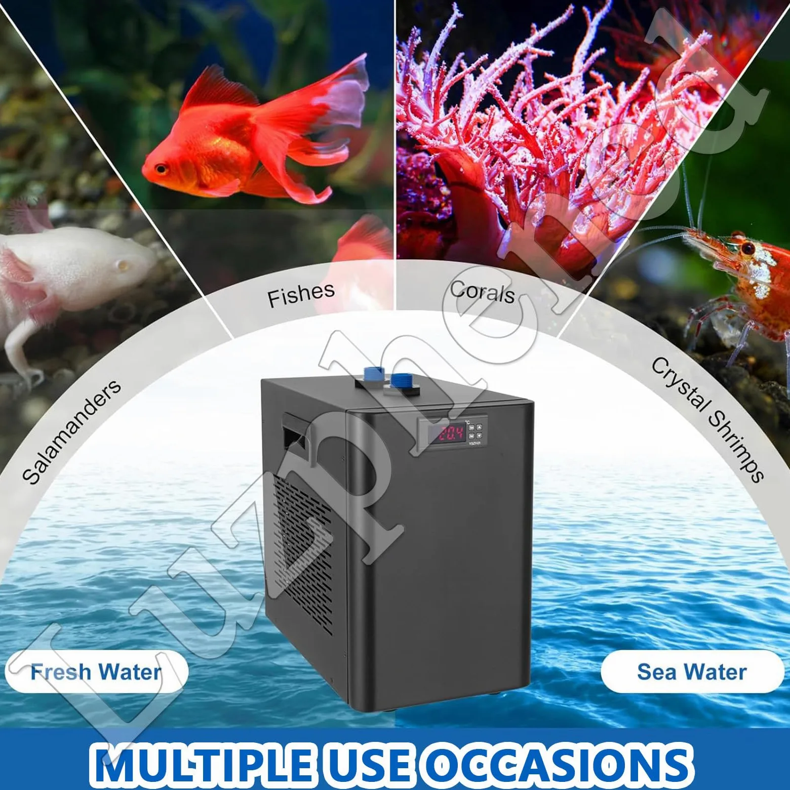 Sistema de refrigeración de acuario enfriador de agua con función de circulación, ideal para hidroponía, peceras, malezas, ajolote, medusas, coral y camarones, 160 L a 500 L