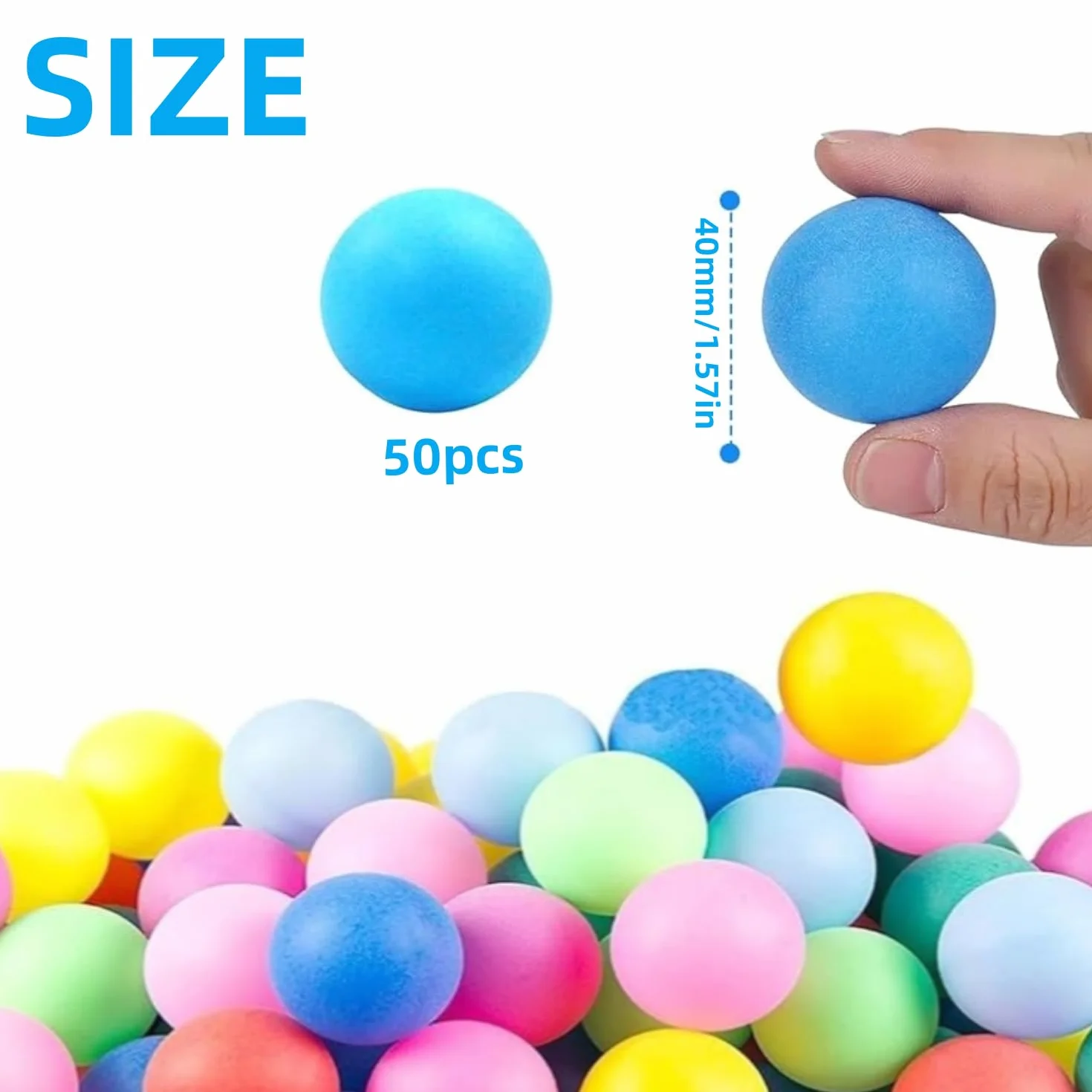 Pelotas de Ping Pong 50 Piezas 40 mm Plastico Estándar Mezcla de Colores