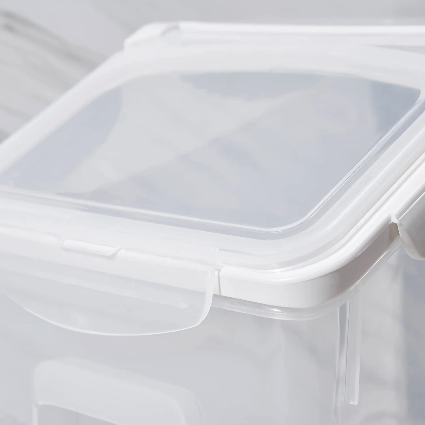 HANAMYA Contenedor de almacenamiento de alimentos con taza medidora, sin BPA, 50 tazas, para arroz, grano, comida para mascotas, harina, transparente, 2 unidades