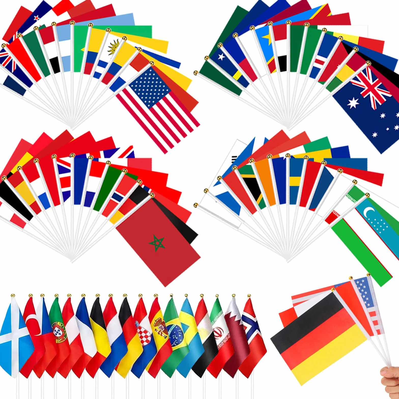 Bandera de Mano Copa del Mundo 2026 Fútbol, 48 Banderas de 48 Países, Decoración para Fiestas