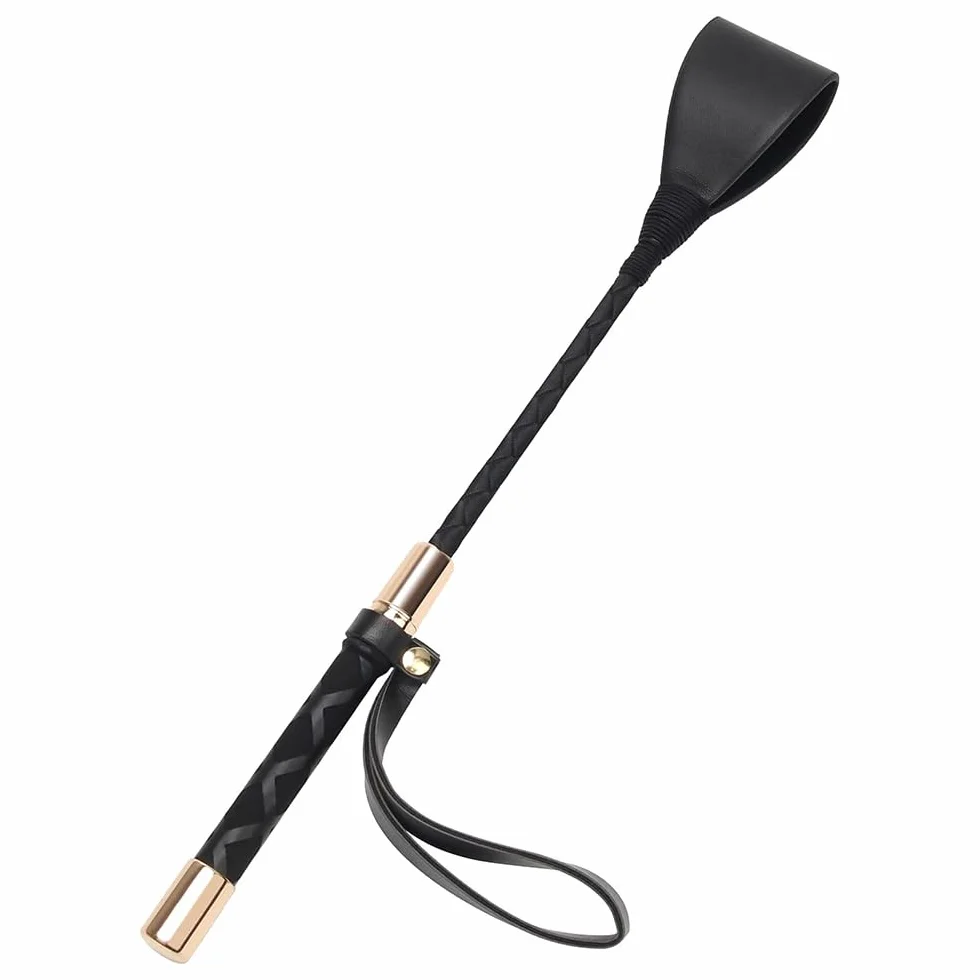 Fusta para Caballo Negra 30 cm Mango Gel Antideslizante