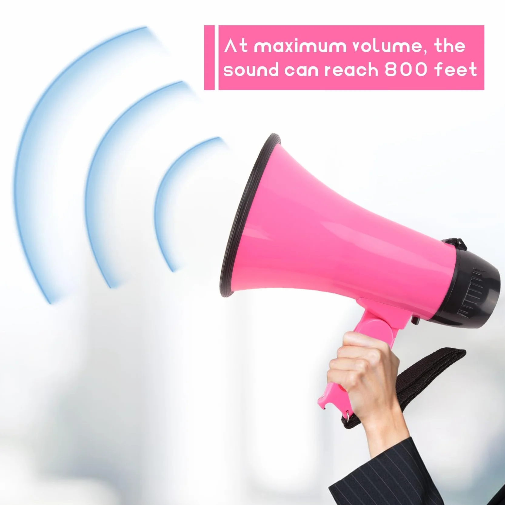 Altavoz Megáfono PA Bullhorn 25W Sirena Grabadora Voz Abrebotellas Rosa