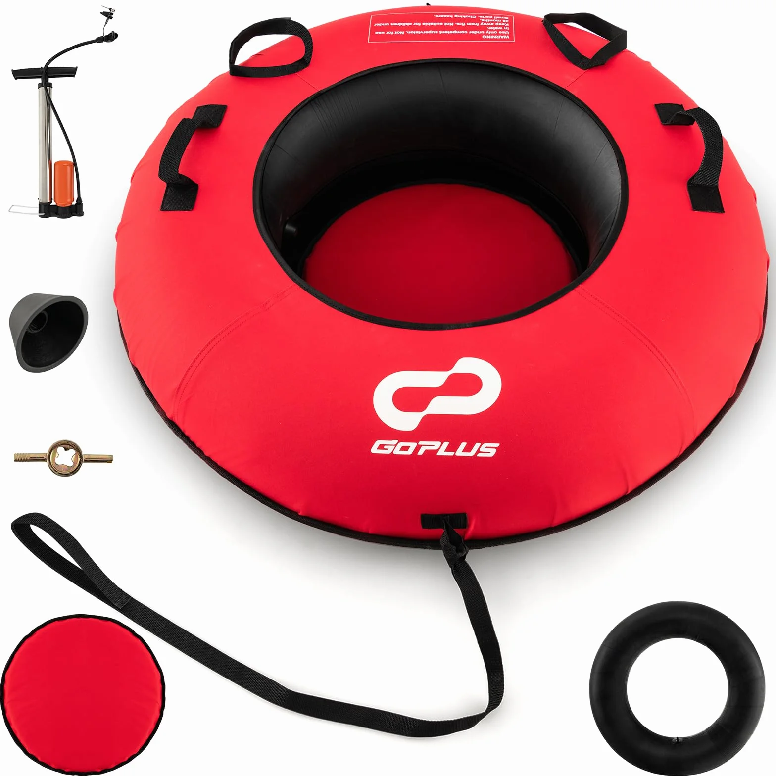 GOPLUS Trineo inflable 100 cm neumáticos de nieve con correa asiento acolchado tubo de nieve tela oxford 200 kg antideslizante para niños