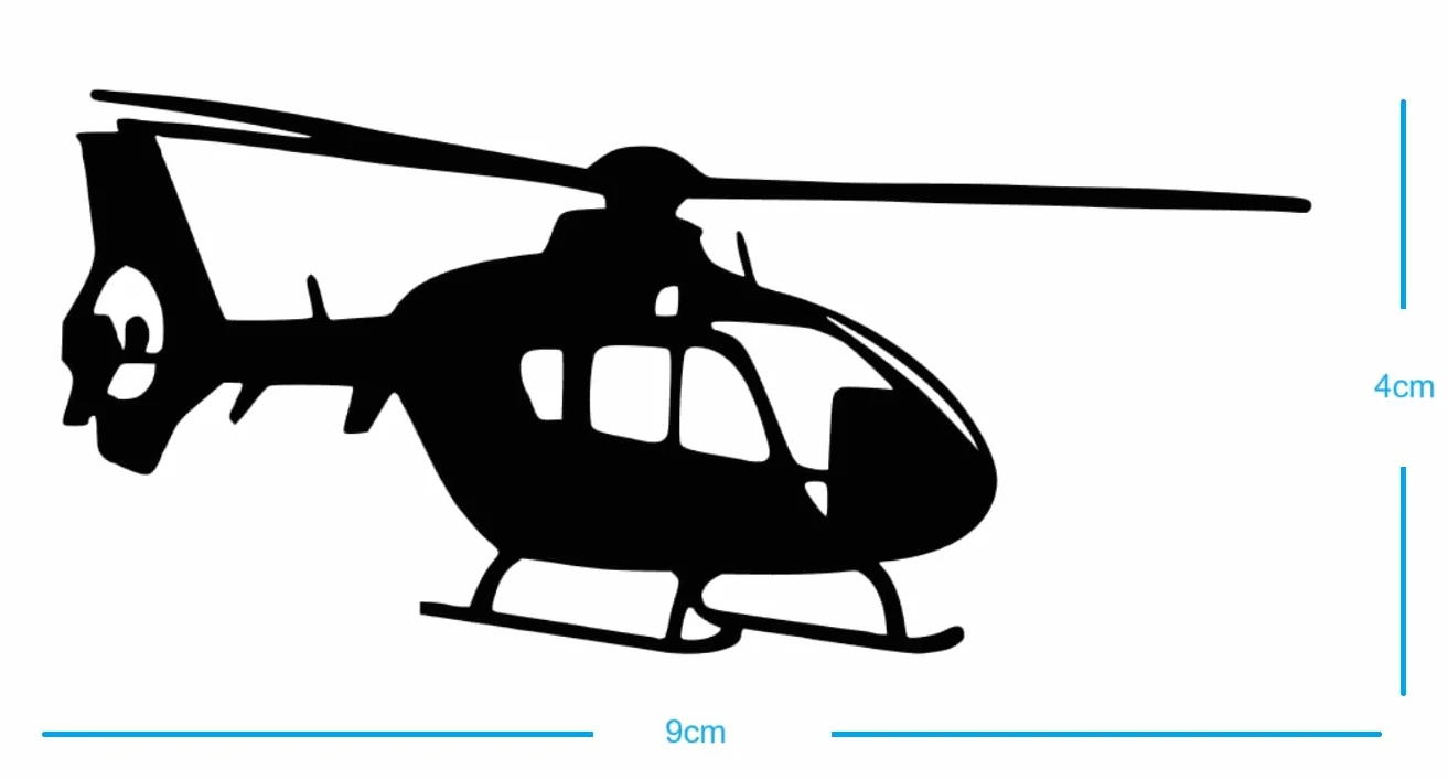 Pegatinas de helicóptero deportivo (9 x 4 cm)