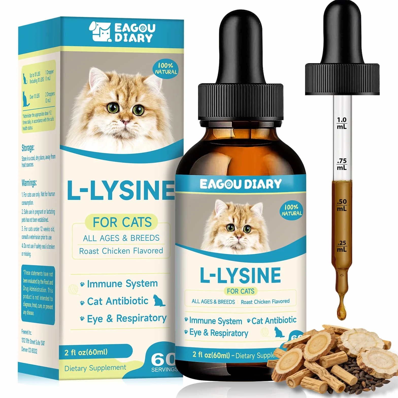 L-Lisina para Gatos - Gotas Lisina para Reforzar Sistema Inmunitario Gatos - Aliviar Alergias en Gatitos, Estornudos, Gripe Felina, Antibióticos para Gatitos con Vitaminas y Minerales, Calostro