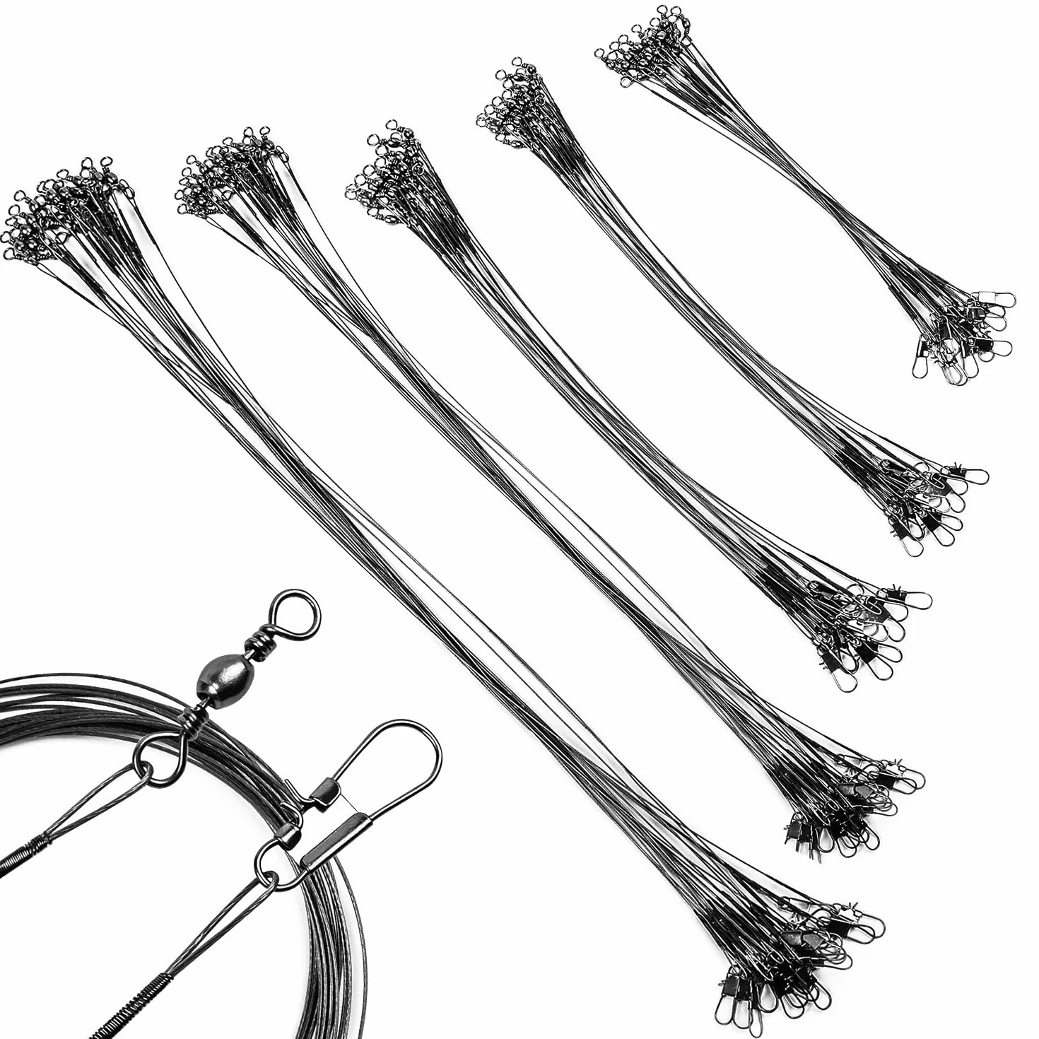 Línea de Pesca Antimordeduras de Acero Inoxidable 50 Unidades 10cm 15cm 20cm 25cm 30cm para Agua Salada y Agua Dulce