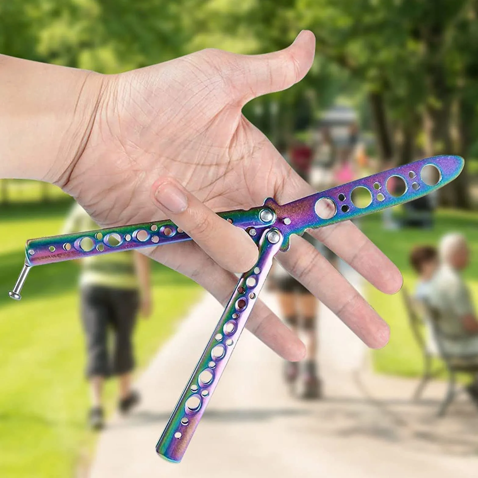 Cuchillo Mariposa Entrenamiento Balisong Acero Mate sin Hoja Práctica Artes Marciales