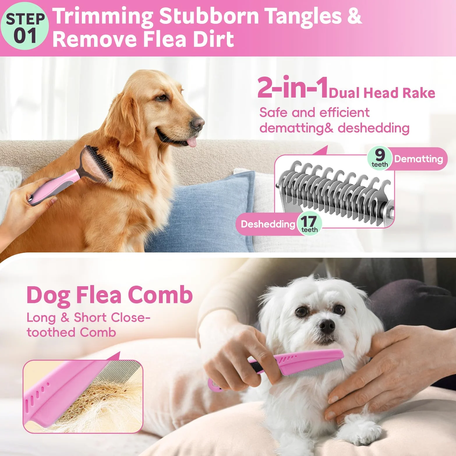 Kit de aseo de baño para mascotas, juego de cepillo para el pelo con toalla