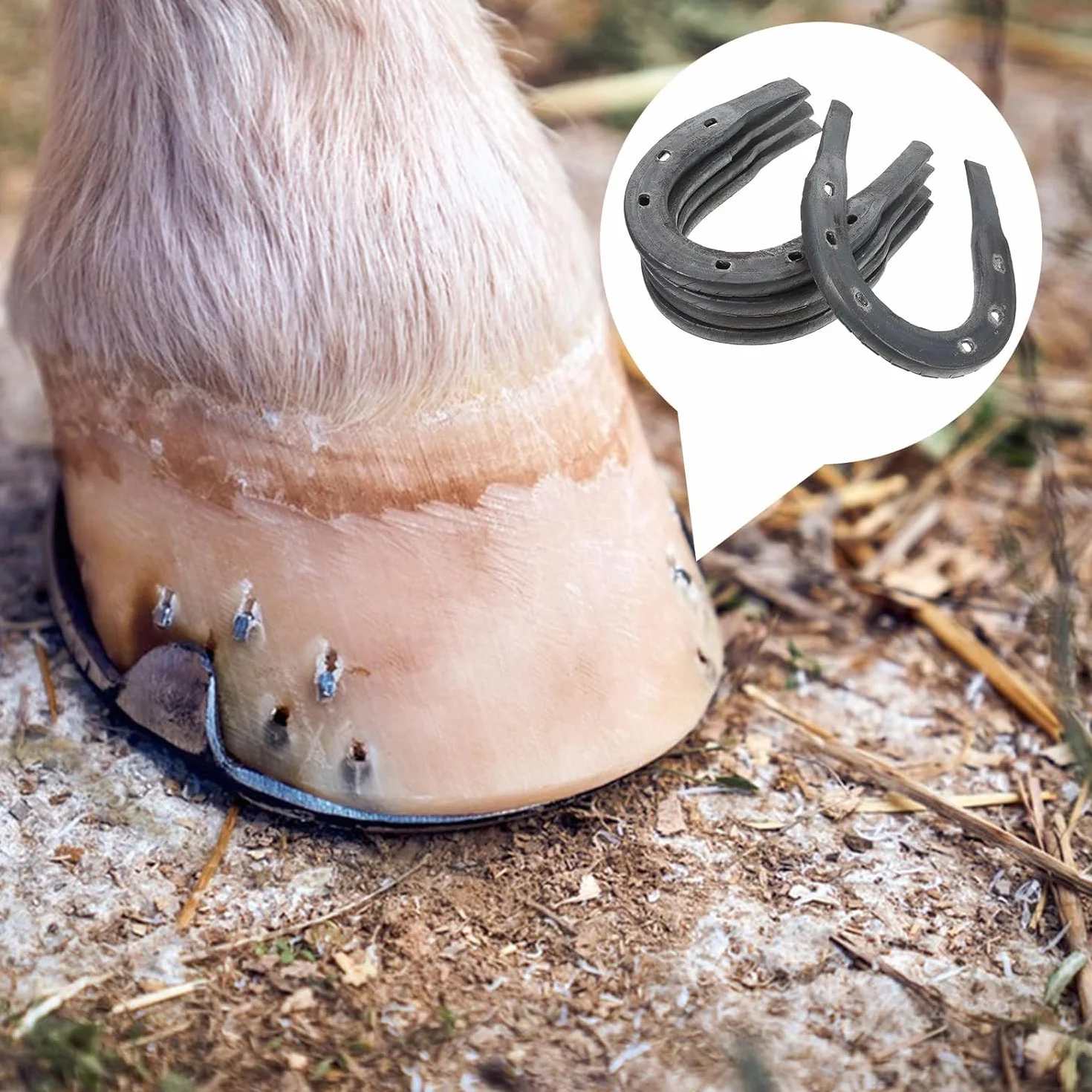 5 herraduras reemplazables para caballos y burros, almohadillas de metal firme, tamaño 2 con ranura abierta, suministros de herradura para uso ecuestre y estable, mango cómodo
