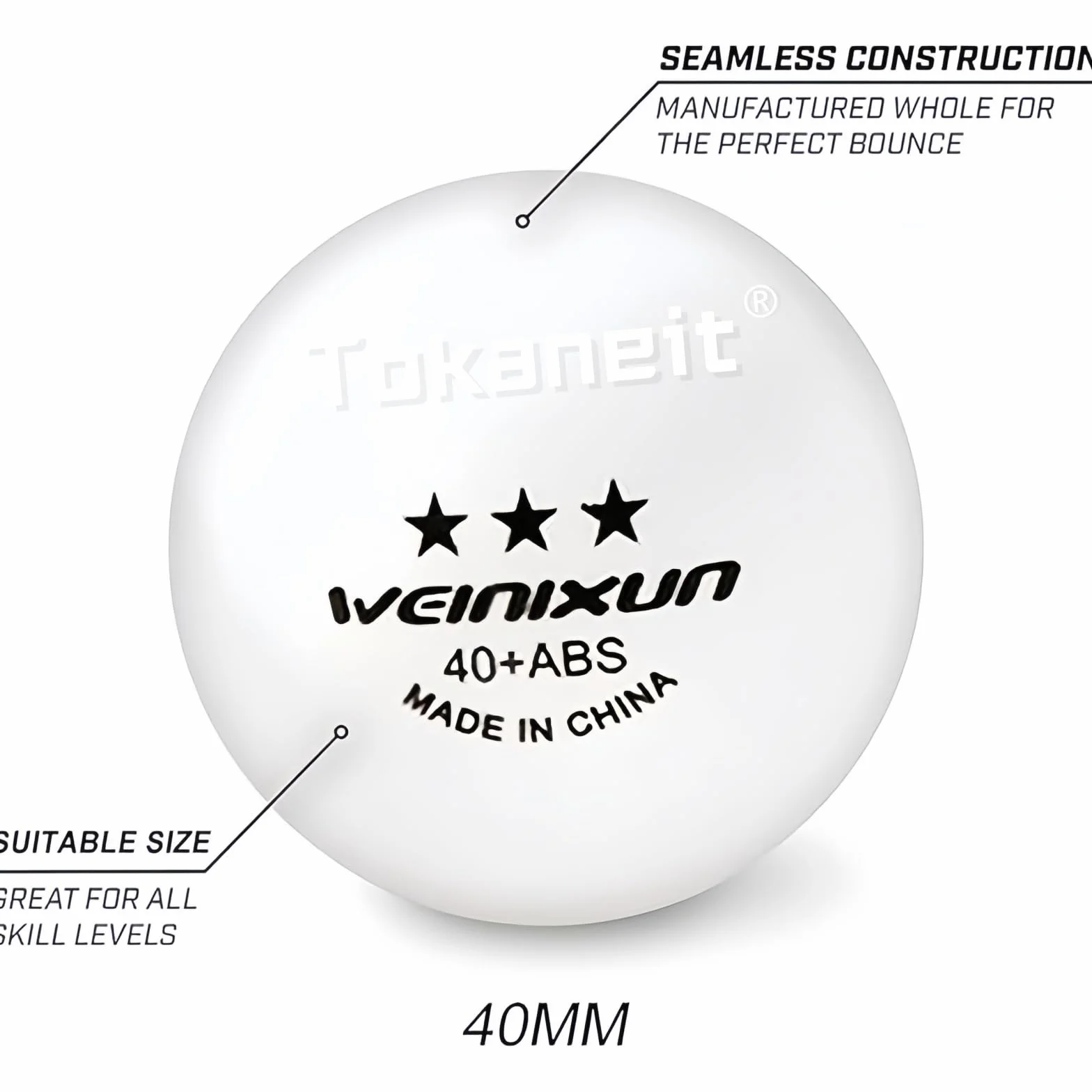 Tokaneit Pelotas de Tenis de Mesa 20 Piezas 3-Star 40mm Entrenamiento Colores Mezclados