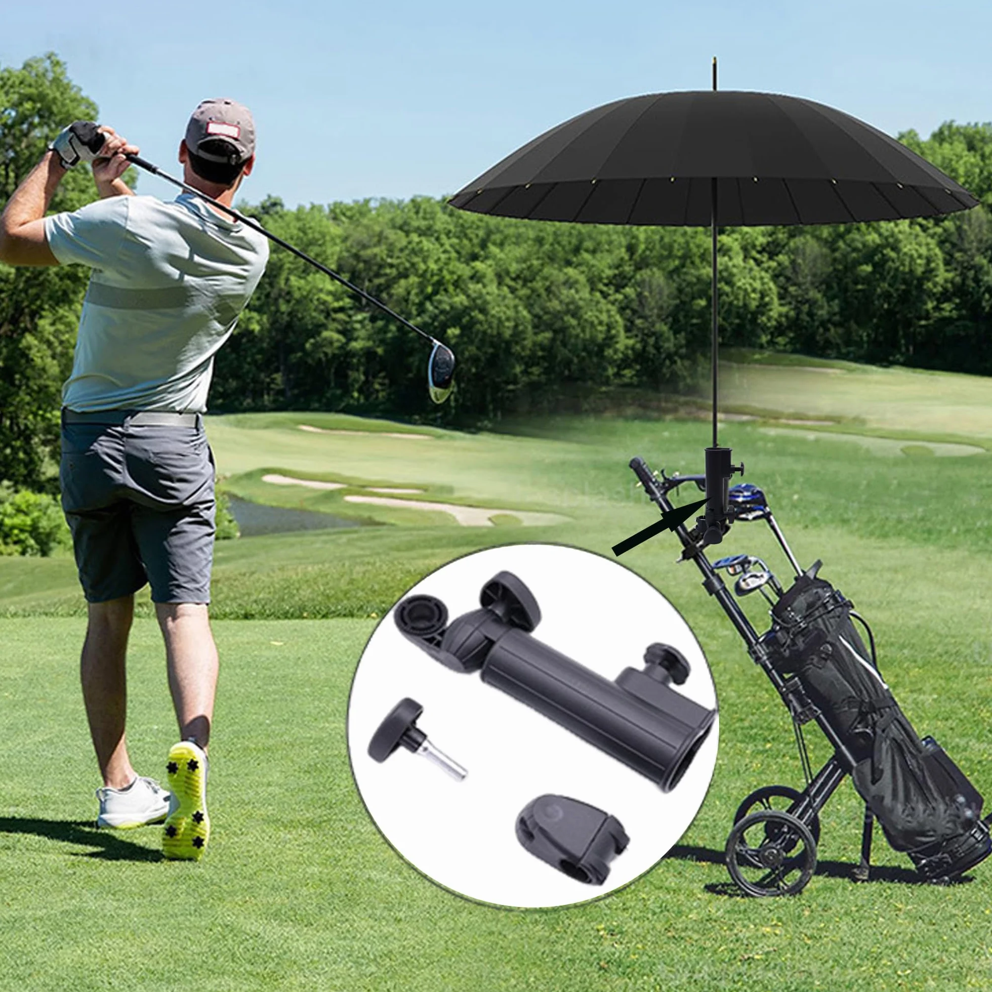 Paraguas de Golf Universales Ajustables 180° Negro