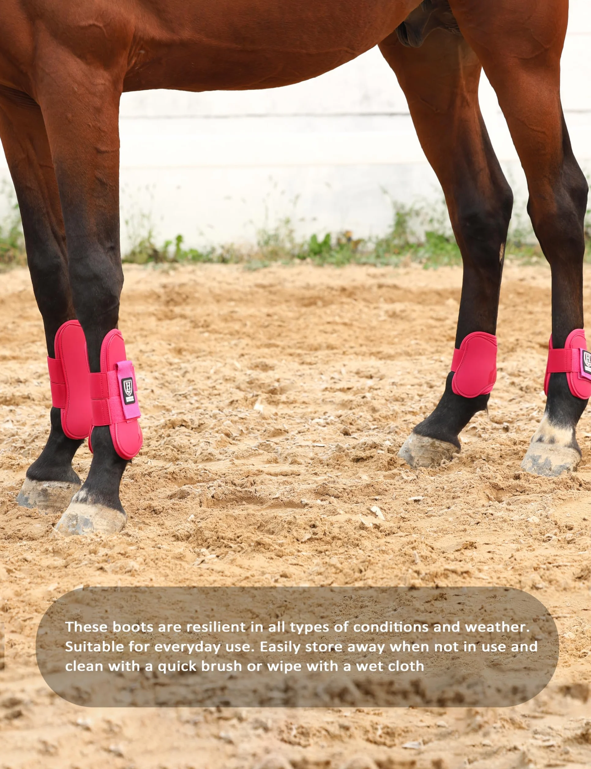 Harrison Howard Botas de tendón de caballo con parte delantera abierta, botas protectoras para caballos para saltar, montar en senderos, juego de 4