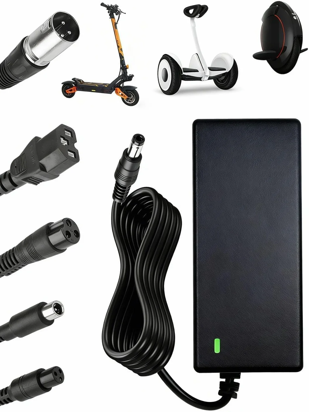 Cargador Patinete Eléctrico 42V 2A Adaptador Universal para Hoverboard 36V Xiaomi M365 EU Plug